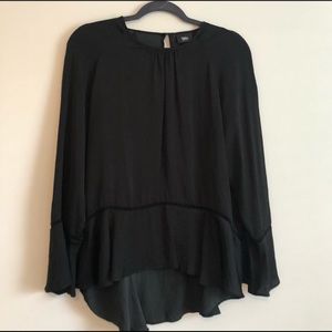 Mossimo Black Peplum Bell Sleeve Top Sz S